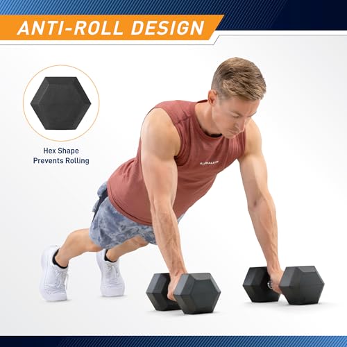 Marcy Classic Rubber Hex Dumbbell with Knurled Grip for Strength Training and Bodybuilding, 5lb - 50lb Single Dumbbell for Exercise & Fitness, Sold Individually - style: 150lb Set with Rack