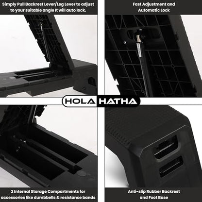 HolaHatha Compact Portable Aerobic Step Platform Exercise Fitness Equipment, Cardio Stepper with Adjustable Height for Home Gym - color: Black