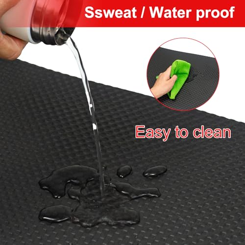 Bike Mat, Exercise Mat for Carpet & Hardwood Floors, Cushioned, Black - size: 12" × 25" (2 mats)
