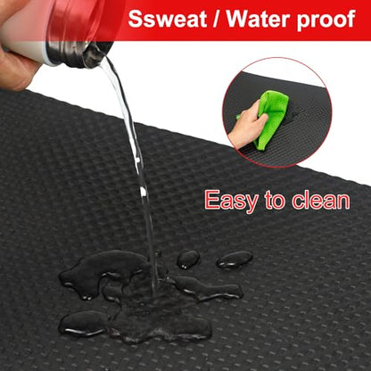 Bike Mat, Exercise Mat for Carpet & Hardwood Floors, Cushioned, Black - size: 12" × 25" (2 mats)