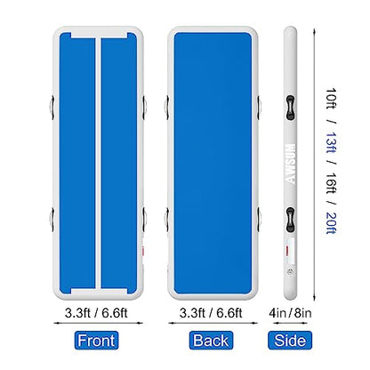 AWSUM Inflatable Gymnastics Mat, Tumble Track Air Mats with Pump - color: Blue/White, size: 16ft*5ft*4in(5*1.5*0.1M)