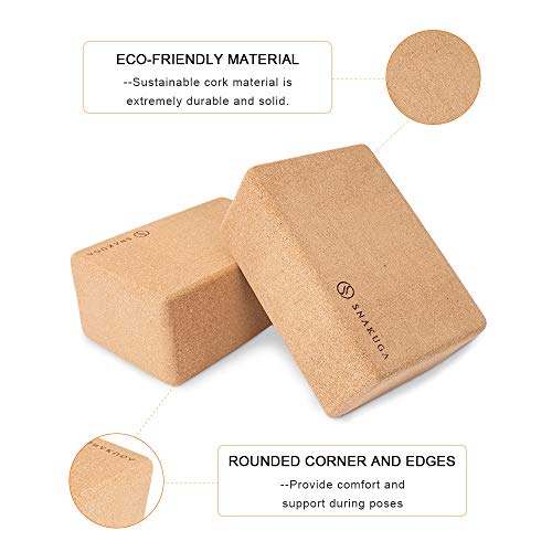 Cork Yoga Block 2 Pack for Pilates, 4'' or 3'' Non-Slip & High Density Blocks for Meditation, Fitness and Stretching, Supportive and Flexibility Brick for Improve Poses Balance