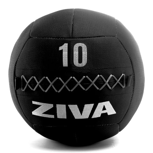 ZIVA ZVO Premium Soft Wall Ball - Elite Level, Commercial Grade Textured Synthetic Leather, Hard-Wearing Reinforced Stitching Weighted Medicine Slam for Strength Conditioning Workout - Avail 4-20lbs