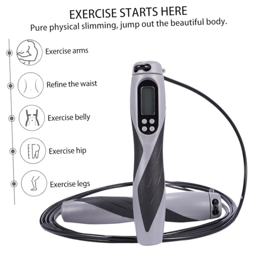 NOLITOY Electronic Counting Weighted Jump Rope for Workout Steel Wire Skipping Rope with Digital Counter Black Heavy Duty for Gym and Fat Loss