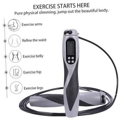 NOLITOY Electronic Counting Weighted Jump Rope for Workout Steel Wire Skipping Rope with Digital Counter Black Heavy Duty for Gym and Fat Loss