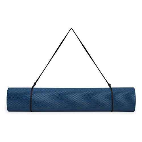 Gaiam Essentials 1/4" Thin (6mm) Yoga & Pilates, Fitness & Exercise Mat with Easy-Cinch Carrier Strap Cusion Support For Fitness and Gym Workouts