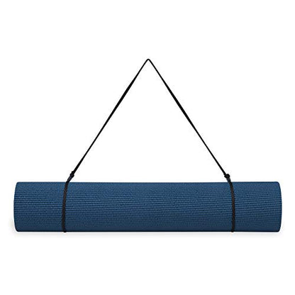 Gaiam Essentials 1/4" Thin (6mm) Yoga & Pilates, Fitness & Exercise Mat with Easy-Cinch Carrier Strap Cusion Support For Fitness and Gym Workouts