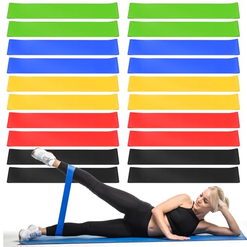 20 PCS Resistance Bands for Working Out, 5 Levels Resistance Loop Exercise Bands for Women Men Elastic Stretch Band for Strength Training Stretching Pilates Yoga-5-10lbs