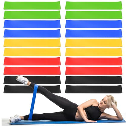 20 PCS Resistance Bands for Working Out, 5 Levels Resistance Loop Exercise Bands for Women Men Elastic Stretch Band for Strength Training Stretching Pilates Yoga-5-10lbs