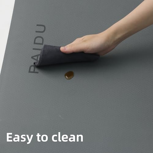 PAIDU Yoga Mat Non Slip Anti-tear,extra thick-2/5 inch（10MM）High Resiliency Professional POE Yoga Mats for Women Men Kids,72"x24"inch,Workout, Yoga, Pilates and Floor Exercise, with Carrier Strap - color: Grey+Black.