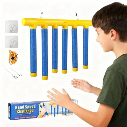 Catching Sticks Game, Drop Sticks Game, 3-Speed Adjustable Hand Eye Coordination Reaction Training Toy, Hand Speed Challenge for Kids and Adults (Blue)