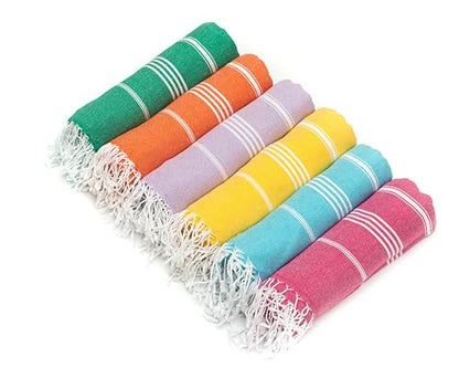 HAVLULAND Turkish Beach Towels, Set of 6, Oversized 72" x 40", 100% Cotton - color: Rainbow, size: 6 Pack