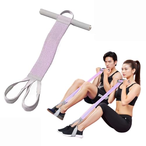 Upgraded Durable Pedal Resistance Band with Handle, 120LB Anti-Snap Fabric Exercise Band for Sit Up, Arm, Leg & Core Strength Training, Home Gym Portable Fitness Equipment - color: Purple