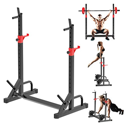 Adjustable Squat Rack, Barbell Rack, Bench Press 550 LBS Max Load Multi-Function Home Gym Weight Lifting Dumbbell Racks Stands - Great for Beginners and Professional Use