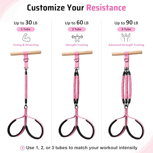 Pedal Resistance Bands with Handles for Women & Men - color: Pink