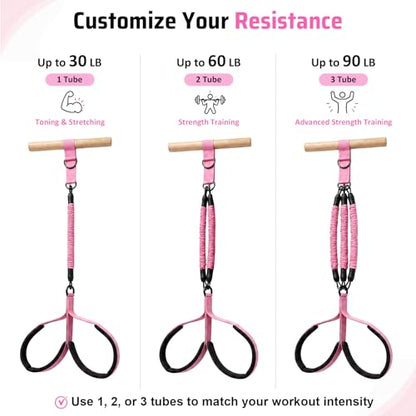 Pedal Resistance Bands with Handles for Women & Men - color: Pink