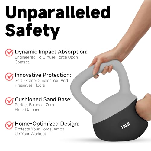 Leikefitness Soft Kettlebells,Sand Filled Weights for Women and Men,Color Coded Anti Slip Soft Kettlebells,Home workout