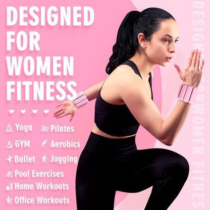 Wrist Weights, 2Pack Adjustable Wearable Wrist Ankle Weights for Women/Men, Silicone Wrist Bangles for Walking, Yoga, Pilates, and Gym, Arm & Leg Workout, 2lb - color: Pink
