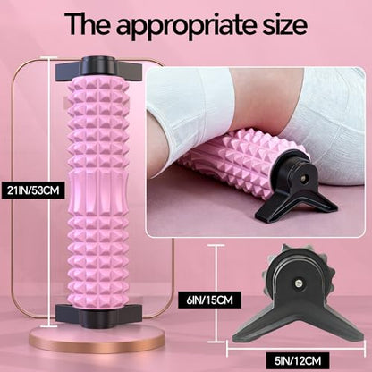 Foam Roller with Detachable Stand, 18” Deep Tissue Massage Roller, Beginner-Friendly Support Design for Muscle Recovery, Home Workout & Fitness - Pink - color: Pink