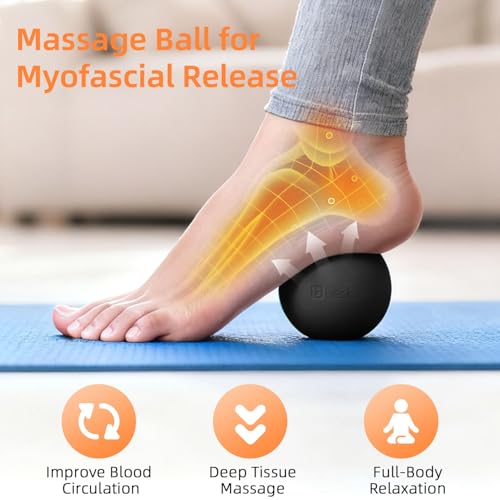 Massage Lacrosse Balls for Myofascial Release, Trigger Point Therapy and Yoga Therapy, Foot Massage Ball to Relieve Plantar Fasciitis Black
