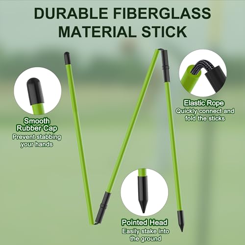 Kulamait 2 Pack Golf Alignment Sticks,Collapsible Golf Alignment Rods 48" Golf Practice Sticks Golf Training Aid for Aiming,Putting,Golf Training Sticks with Clear Tube Case - color: Green