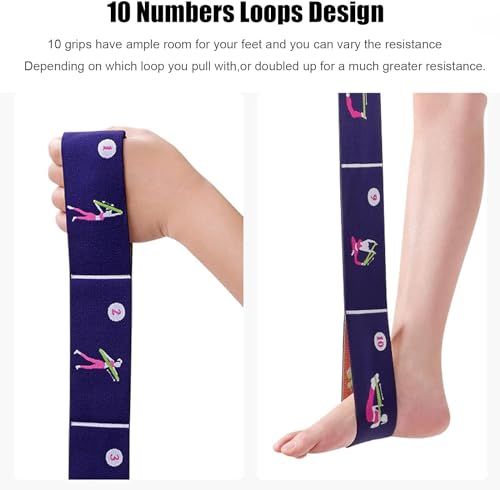 Stretching Strap with Loops, Improve Body Flexibility Elastic Yoga Stretching Strap Backbend Assist Trainer Leg Stretch Strap Home Gym Equipment for Pilates Splits Ballet Dance Gymnastics Rehab