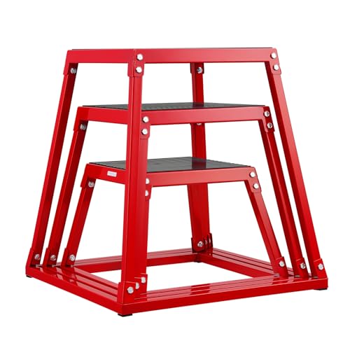 VEVOR Plyometric Jump Box, 18 Inch Plyo Box, Steel Plyometric Platform and Jumping Agility Box, Anti-Slip Fitness Exercise Step Up Box for Home Gym Training, Conditioning Strength Training