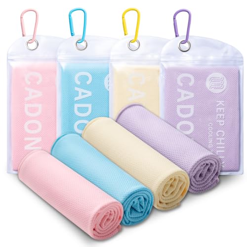 4 Pack Cooling Towel (40"x12"), Soft Breathable Chilly Towel, Ice Towel - color: Cream Yellow / Sky Blue / Sakura Pink / Light Purple