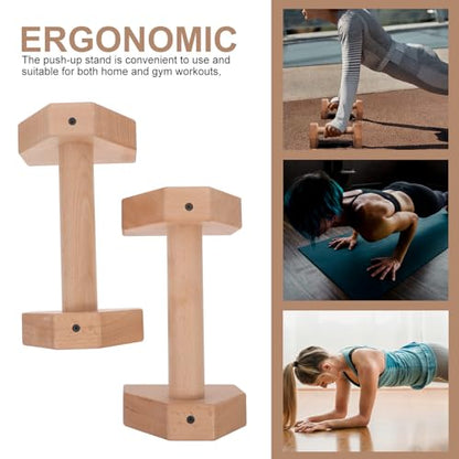 Wooden Push Up Bars Pair Beechwood 25Cm Strength Training Pushup Stands for Men and Women Home Gym Exercise Equipment for Indoor and Outdoor Use