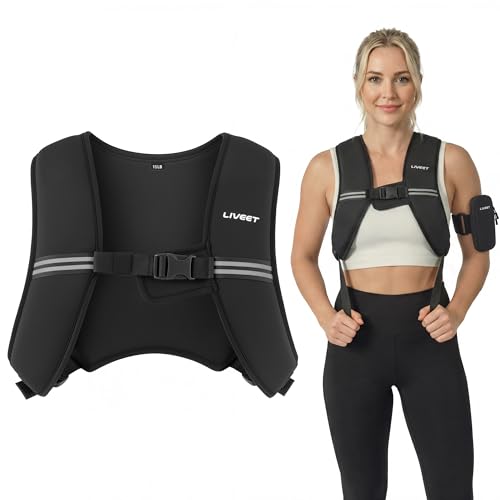 Weighted Vest, Weight Vest for Women Men, 5/10/15 lb Washable Silicone Soft Iron Workout Vest with Reflective Strips & Arm Pocket, Ultra Thin Fitness Vest for Training Walking Yoga - size: 15 LB