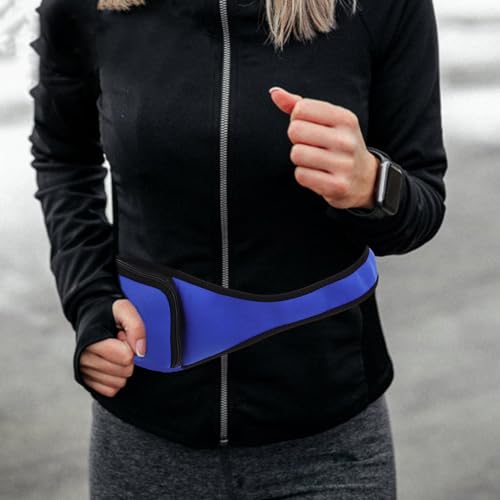 Mic Belt Microphone Waist Pack with Zipper Neoprene Sweat-resistant Trainer Running Waistband Bag for Gym Outdoor Activities Blue