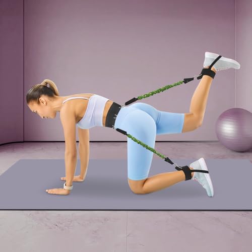 Vertical Jump Trainer Resistance Bands Set with 120lbs TPE Elastic Bands, Adjustable Waist & Ankle Cuffs for Basketball, Soccer, MMA Athletes, Coaches