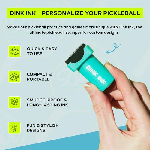Dink Ink Pickleball Stamper – Fun Way to Mark Your Pickleballs | Great Gift for Pickleball Lovers | Easy to Use | No Mess | Long-Lasting Ink | Perfect Stocking Stuffer for The Holiday - color: Boba Bounce