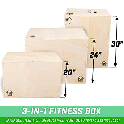 GoSports Fitness 3-in-1 Plyo Jump Box - Small, Standard, or XL - Launch Box Exercises for All Skill Levels - style: XL - 20" x 24 Inch x 30"