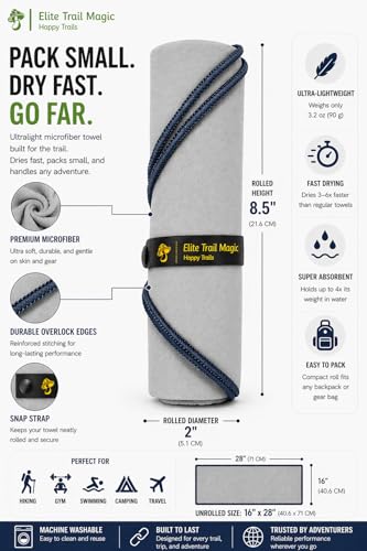 Backpacking Ultralight Quick Dry Microfiber Soft Fast Drying Hand and Face Towel Wash Cloth Camping Yoga Hiking Active Lifestyle (Gray, Medium 16x28) - color: Gray, size: Medium