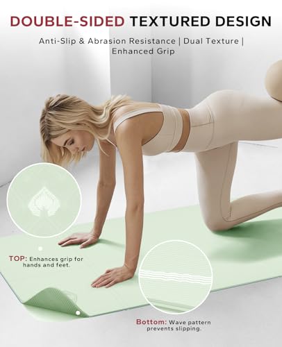 HAPBEAR Foldable Yoga Mat - 72"x24"x0.24" (6mm), Non-Slip TPE Exercise Mat for Home Workout, Yoga, Pilates,Stretching, & Travel, Durable & Eco-Friendly, Includes Carry Bag - color: Green