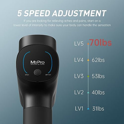 Opove M3 Pro 2 Massage Gun Deep Tissue Percussion Muscle Massager for Workout, Handheld Percussive Therapy Fascia Gun for Athletes Fast Recovery 4-8 Hours Long Battery Life, Powerful, Quiet, Black - color: Black