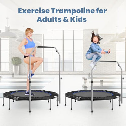 Trampoline, Portable Foldable Trampoline in-Home Mini Rebounder, Exercise Trampoline for Adults, 40" Max Load 330lbs (40" Black Adjustable Foam Handle)