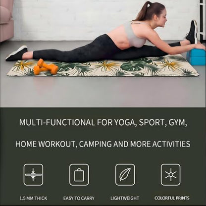 Travel Suede Yoga Mat 1.5mm Thick Non Slip Foldable Lightweigh Sweat Absorbent Exercise Mat for Hot Yoga Pilates Home Gym Outdoor, 72"L x 24"W, 3 lbs - color: Green