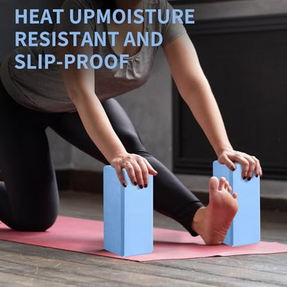 Yoga Block 2 Pack 9"x6"x3", Sturdy Yoga Foam Blocks, High Density & Non Slip Surface for Pilates & Stretching, Fitness Accessories for Stability & Balance