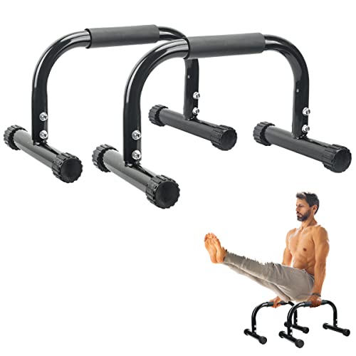AmazeFan Parallettes Bars, Push Up Bars Strength Training For Handstands, Full Planche & Dips, Calisthenic, Gymnastic, [16.6x10x10in] Push Up Stands Handle for Floor Workouts Calisthenics Equipment - color: Black