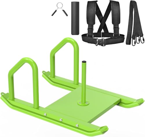 Kipika Weight Sled, Workout Sled, Fitness Strength Training Sled, Speed Training Sled for Athletic Exercise, Speed Improvement, Easily Through Obstacles, Suitable for 1" & 2" Weight Plate - color: C- Green