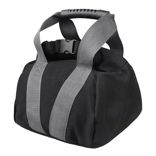 Adjustable Canvas Kettlebell Sandbag with Handle and Tight Closure Black 10x9.8x6.7 inch for Home Gym Fitness Yoga Strength Exercise