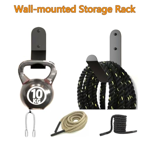 Battle Rope Storage Hook, Heavy Duty Wall Mount Hanger Bracket for Workout Ropes, Large Steel Fitness Holder Rack for Home Commercial Gym, Garage Organizer, Holds 100 lbs, Matte Black, 1 Pack