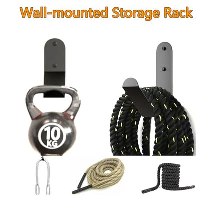 Battle Rope Storage Hook, Heavy Duty Wall Mount Hanger Bracket for Workout Ropes, Large Steel Fitness Holder Rack for Home Commercial Gym, Garage Organizer, Holds 100 lbs, Matte Black, 1 Pack