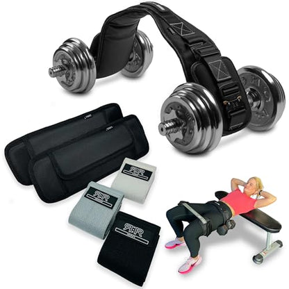 JACKED ASS BELT Premium Hip Thrust Belt + Badonka Band Protective Sleeves Premium Glute & Hip Abductor Bundle (Includes 3 Fabric Booty Bands)