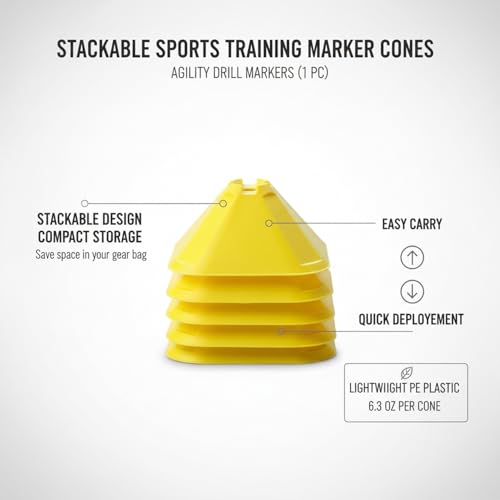 Stackable Sports Training Marker Cones, PE Plastic Agility Drill Markers for Soccer and Basketball Practice (1 PC)