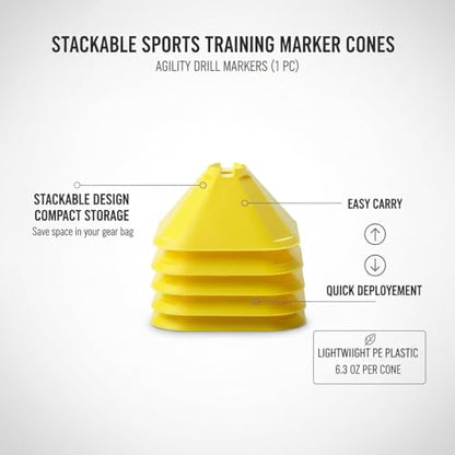 Stackable Sports Training Marker Cones, PE Plastic Agility Drill Markers for Soccer and Basketball Practice (1 PC)