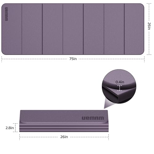 Folding Yoga Mat Extra Thick 0.4 Inch, Foldable Yoga Mat 75 x 26 Inches, TPE Exercise Mat, 7-Panel Non Slip Cushioned Fitness Mat for Yoga, Pilates, Stretching, Home Workout
