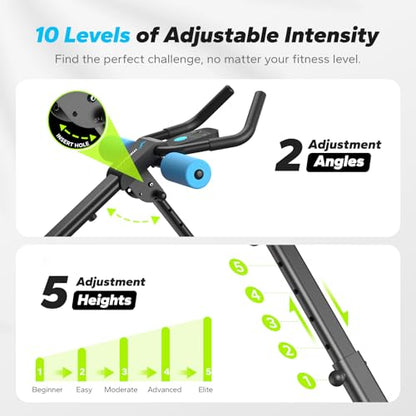 MERACH Ab Machine, Ab Workout Equipment, Adjustable Ab Trainer Machine for Abs Workout at Home Gym, Foldable, Knee Protection, Abdominal Trainer for Stomach Workout